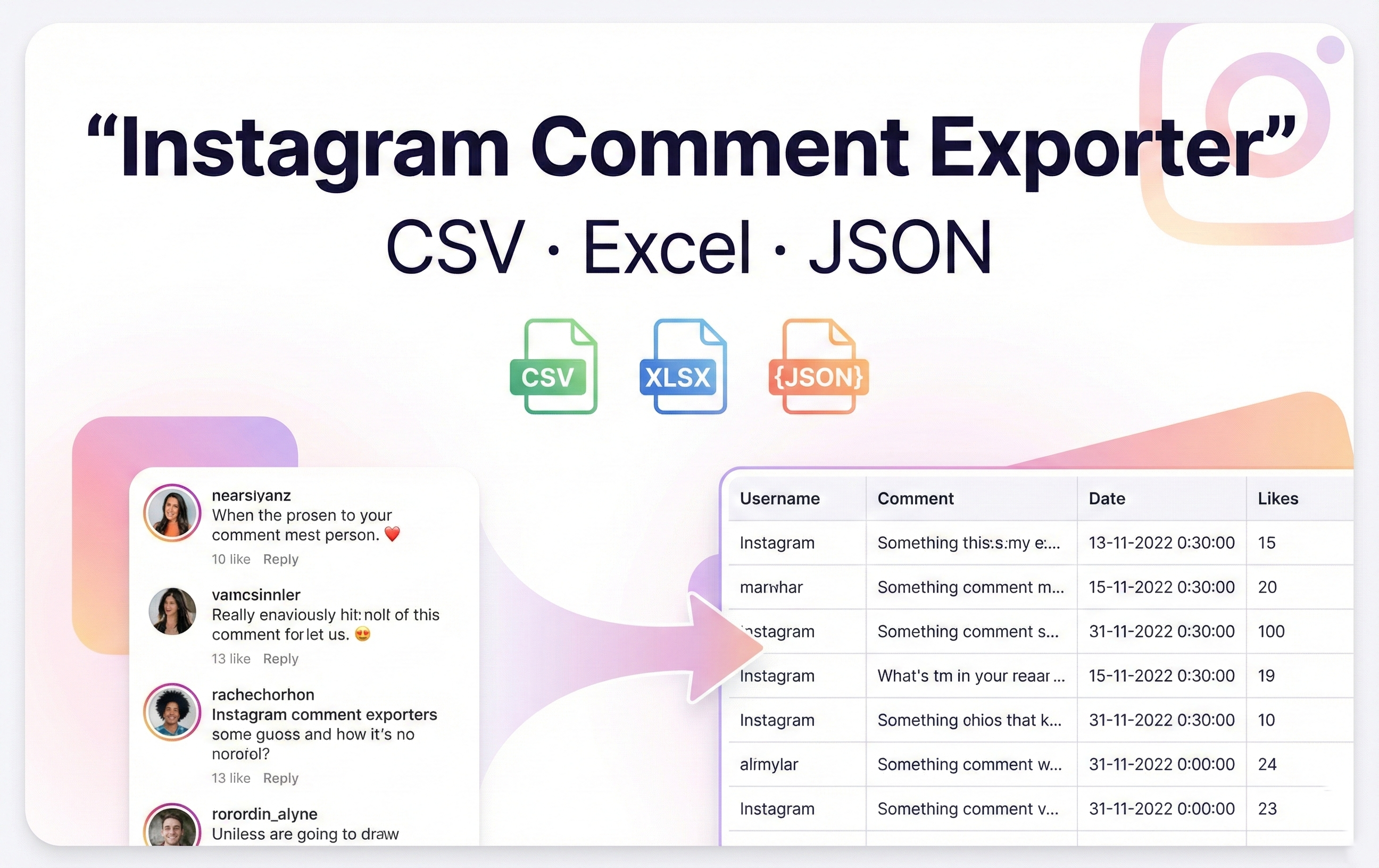 Instagram Comment Exporter — Instagram comment exporter interface screenshot
